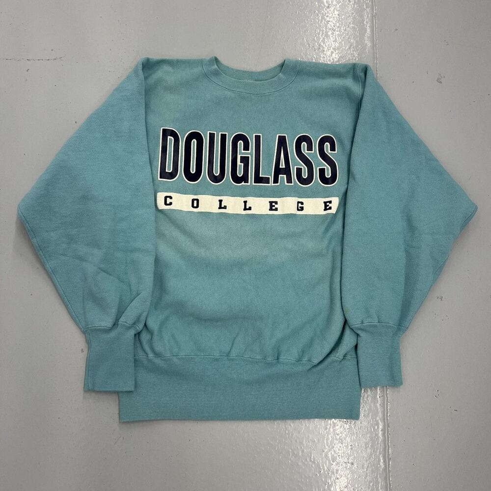 Vintage 90s Douglass College Blue Champion Reverse Weave